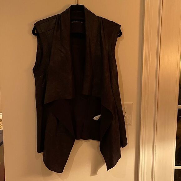 Zara Shiny Material Black Vest Size Small - Picture 1 of 4